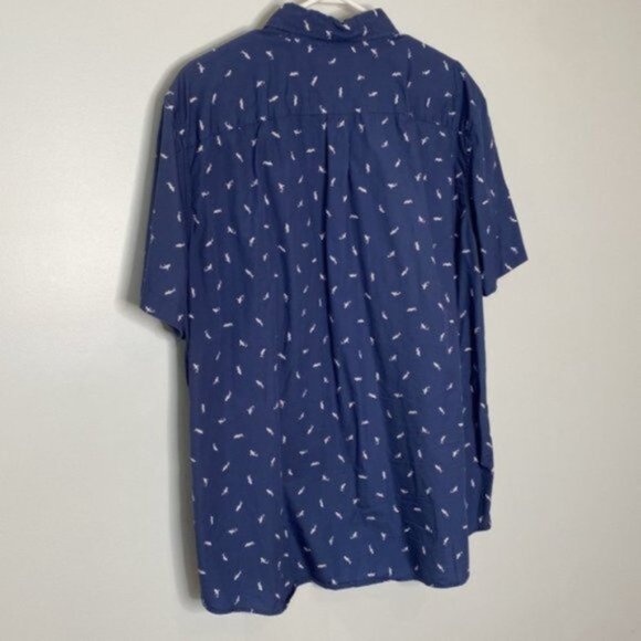 American Outfitters Men Blue All Over Shark Print Button Down Shirt Size XL - Picture 7 of 12